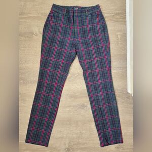GAP Plaid Pants Size 2 Tartan Slim Ankle High Rise Autumn